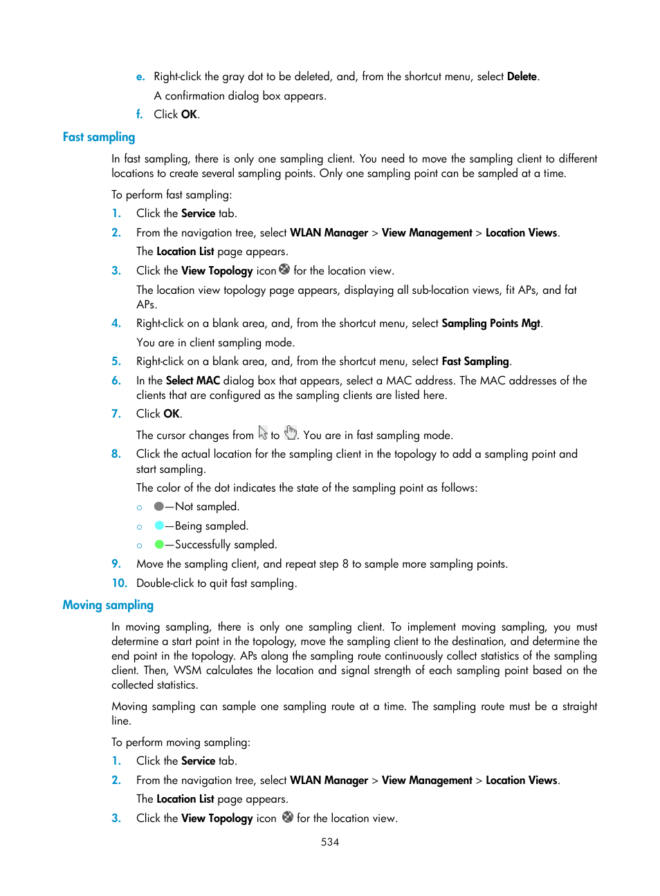 Fast sampling, Moving sampling | H3C Technologies H3C Intelligent Management Center User Manual | Page 556 / 751