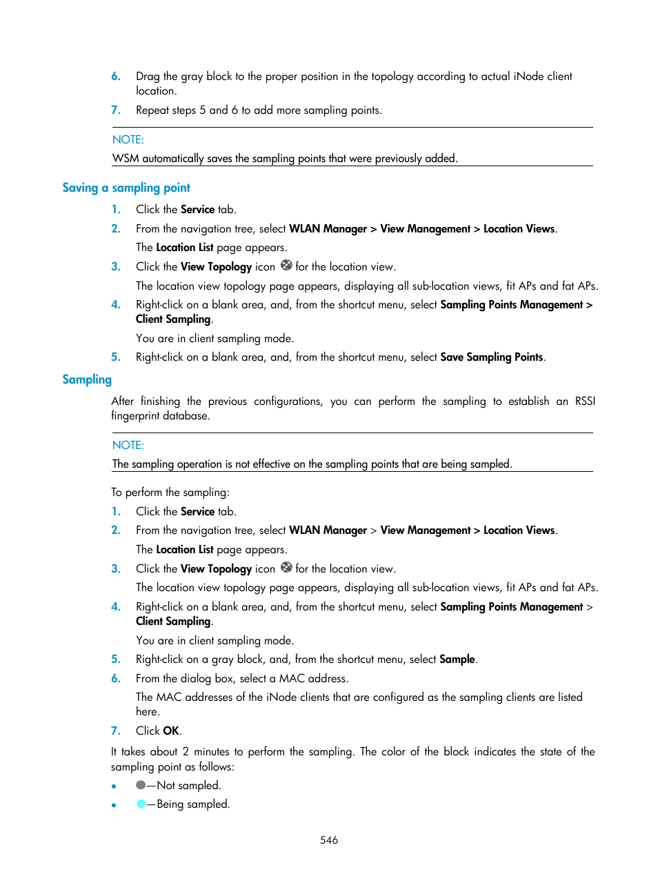 Saving a sampling point, Sampling | H3C Technologies H3C Intelligent Management Center User Manual | Page 568 / 751