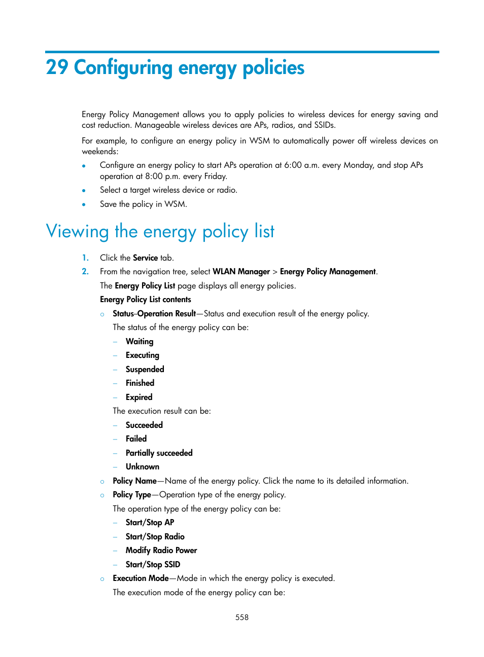 29 configuring energy policies, Viewing the energy policy list | H3C Technologies H3C Intelligent Management Center User Manual | Page 580 / 751