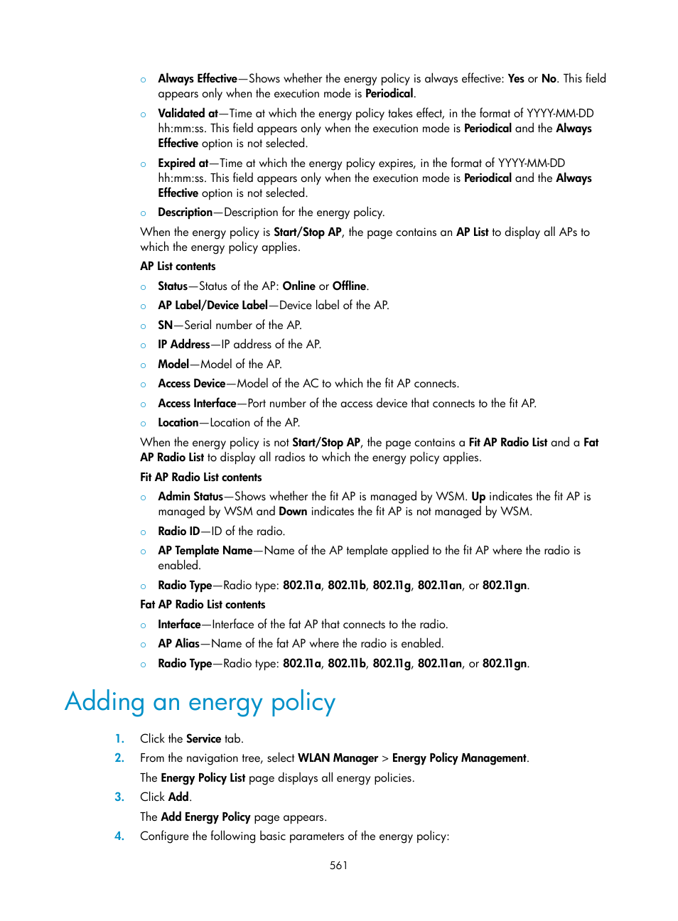 Adding an energy policy | H3C Technologies H3C Intelligent Management Center User Manual | Page 583 / 751