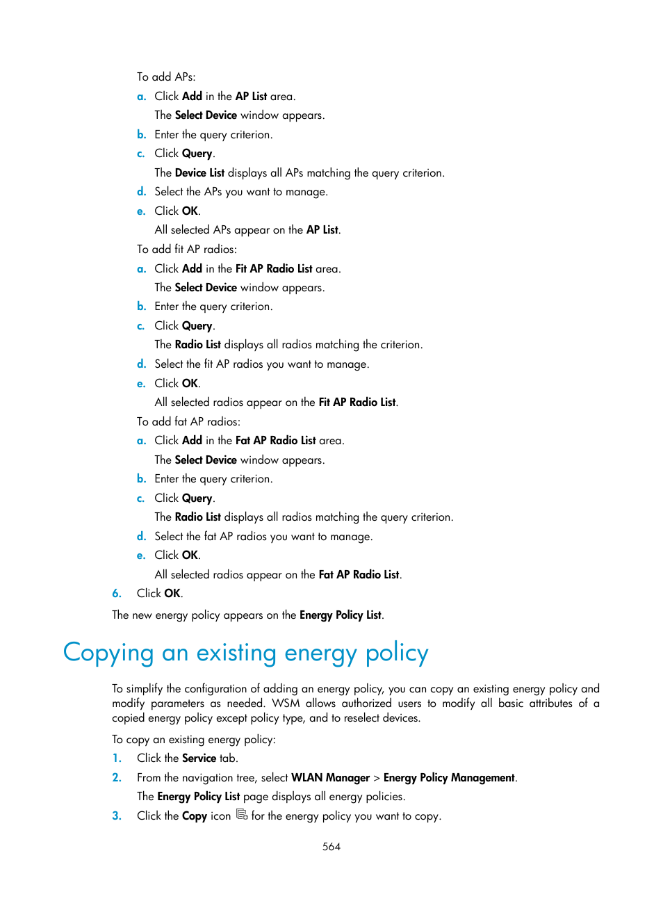 Copying an existing energy policy | H3C Technologies H3C Intelligent Management Center User Manual | Page 586 / 751