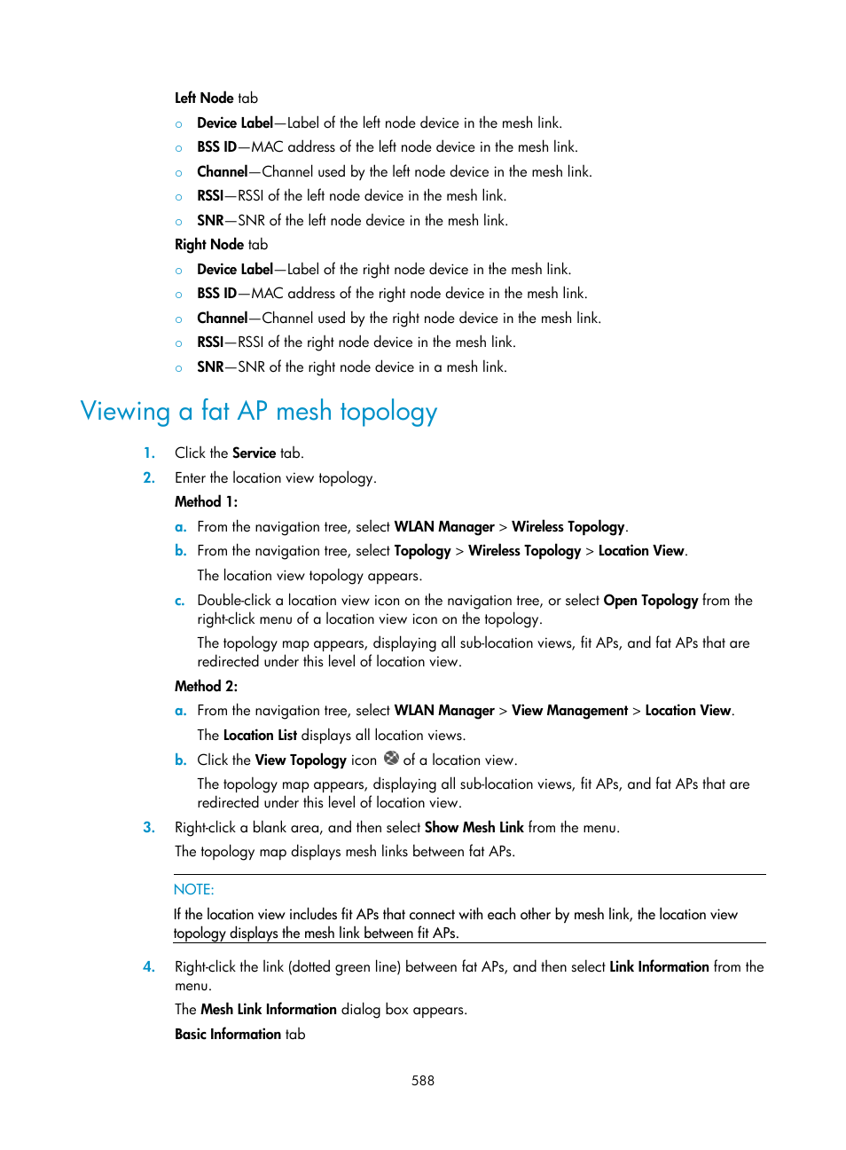Viewing a fat ap mesh topology | H3C Technologies H3C Intelligent Management Center User Manual | Page 610 / 751