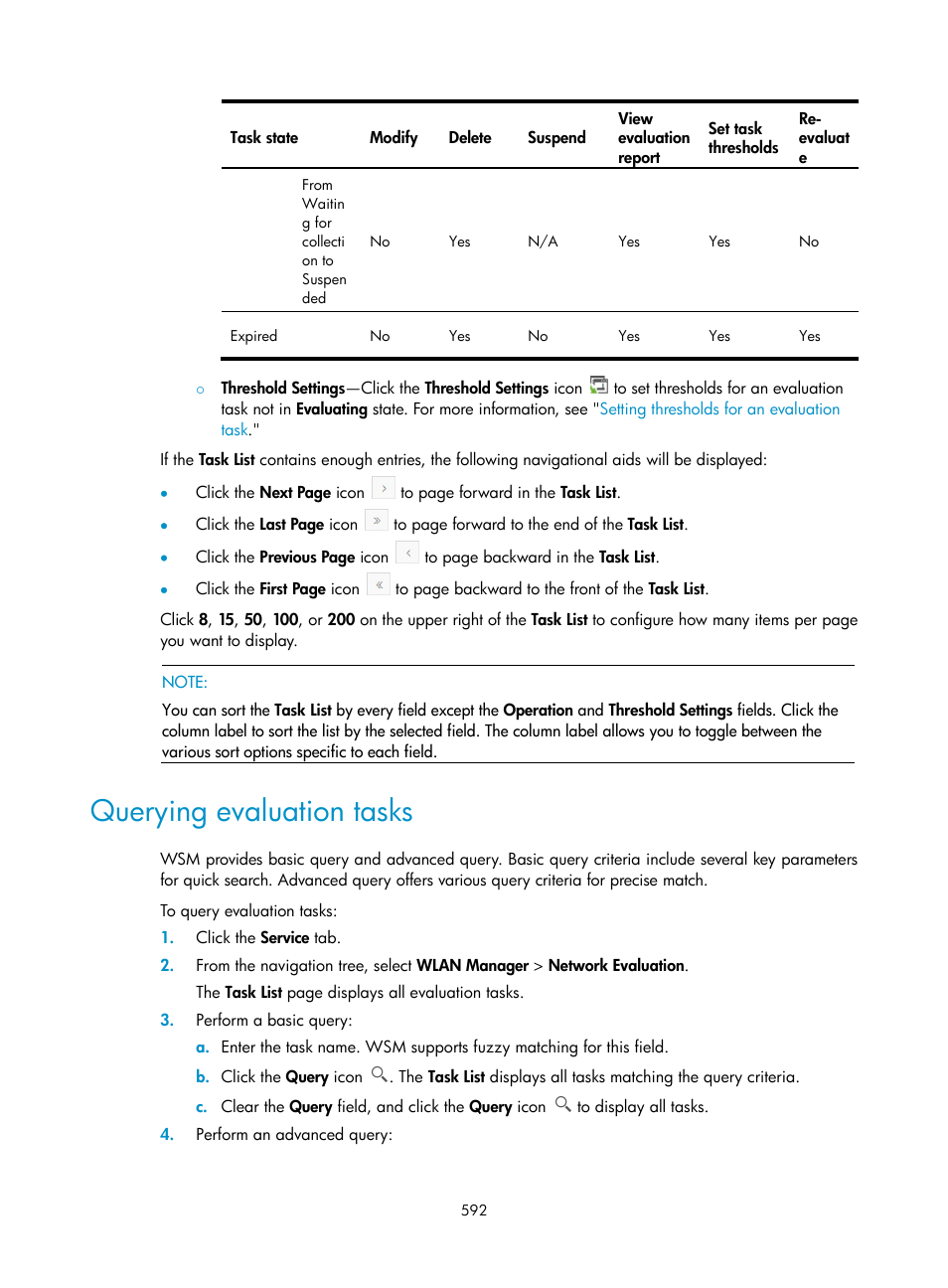 Querying evaluation tasks | H3C Technologies H3C Intelligent Management Center User Manual | Page 614 / 751