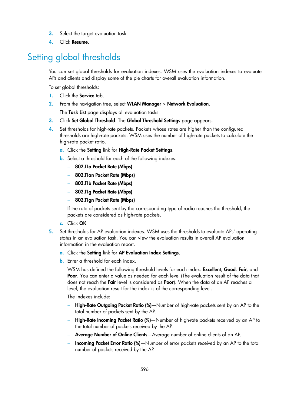 Setting global thresholds | H3C Technologies H3C Intelligent Management Center User Manual | Page 618 / 751