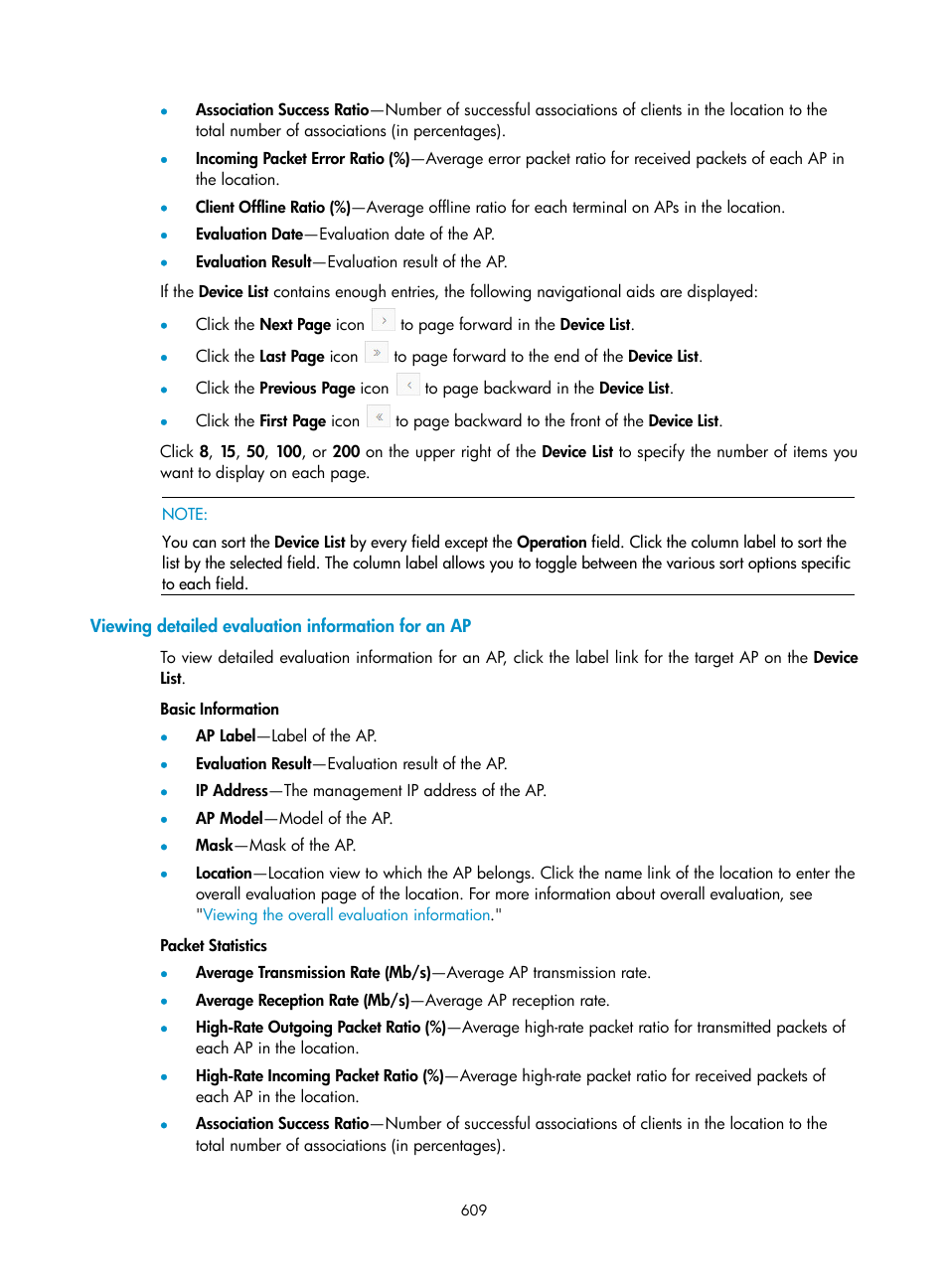 Viewing detailed evaluation information for an ap | H3C Technologies H3C Intelligent Management Center User Manual | Page 631 / 751