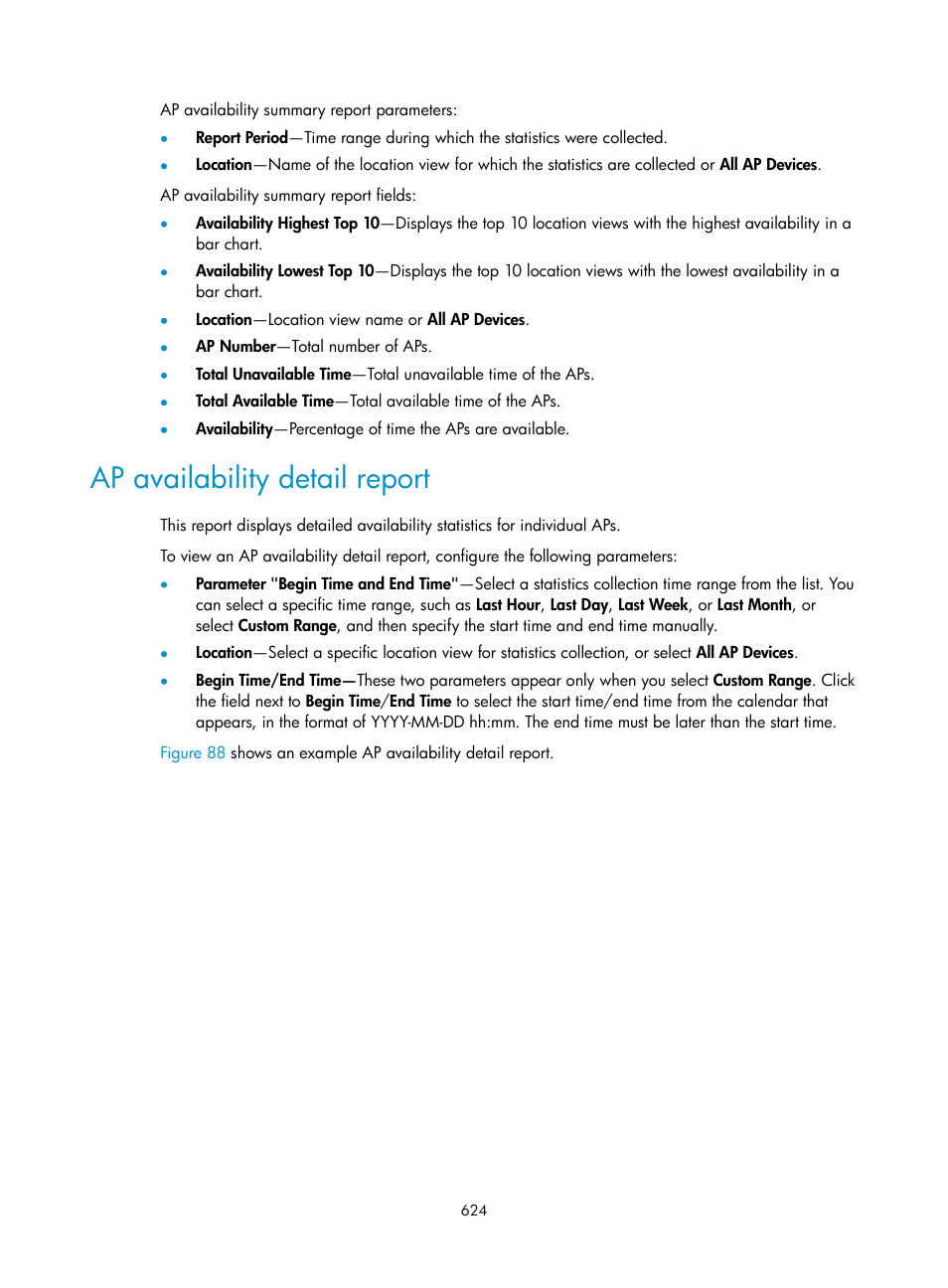 Ap availability detail report | H3C Technologies H3C Intelligent Management Center User Manual | Page 646 / 751