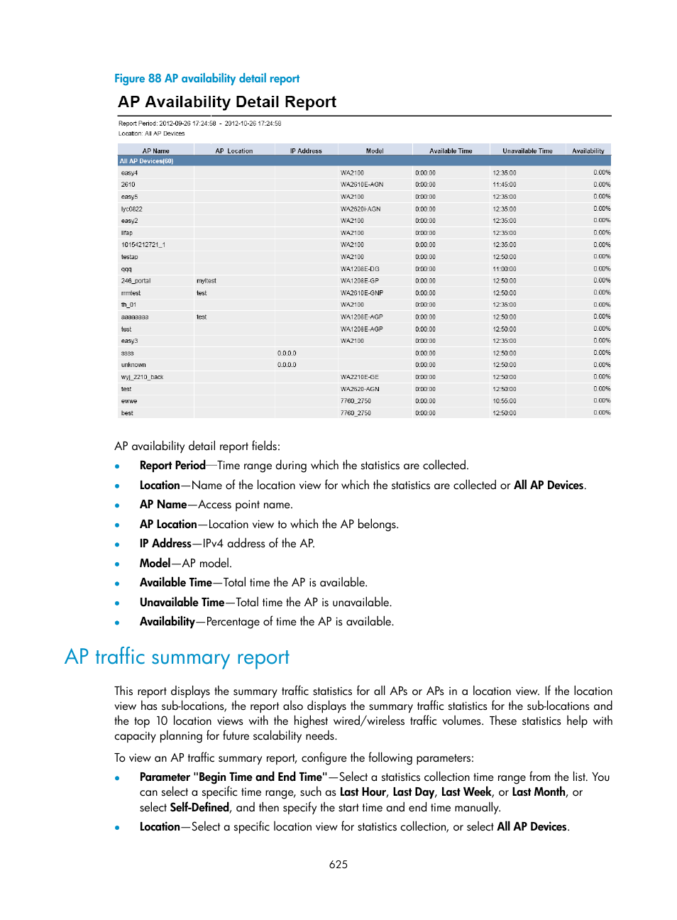 Ap traffic summary report | H3C Technologies H3C Intelligent Management Center User Manual | Page 647 / 751