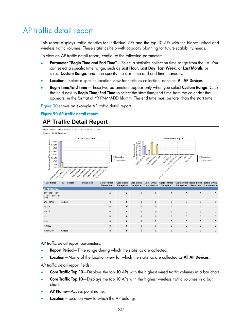 Ap traffic detail report | H3C Technologies H3C Intelligent Management Center User Manual | Page 649 / 751