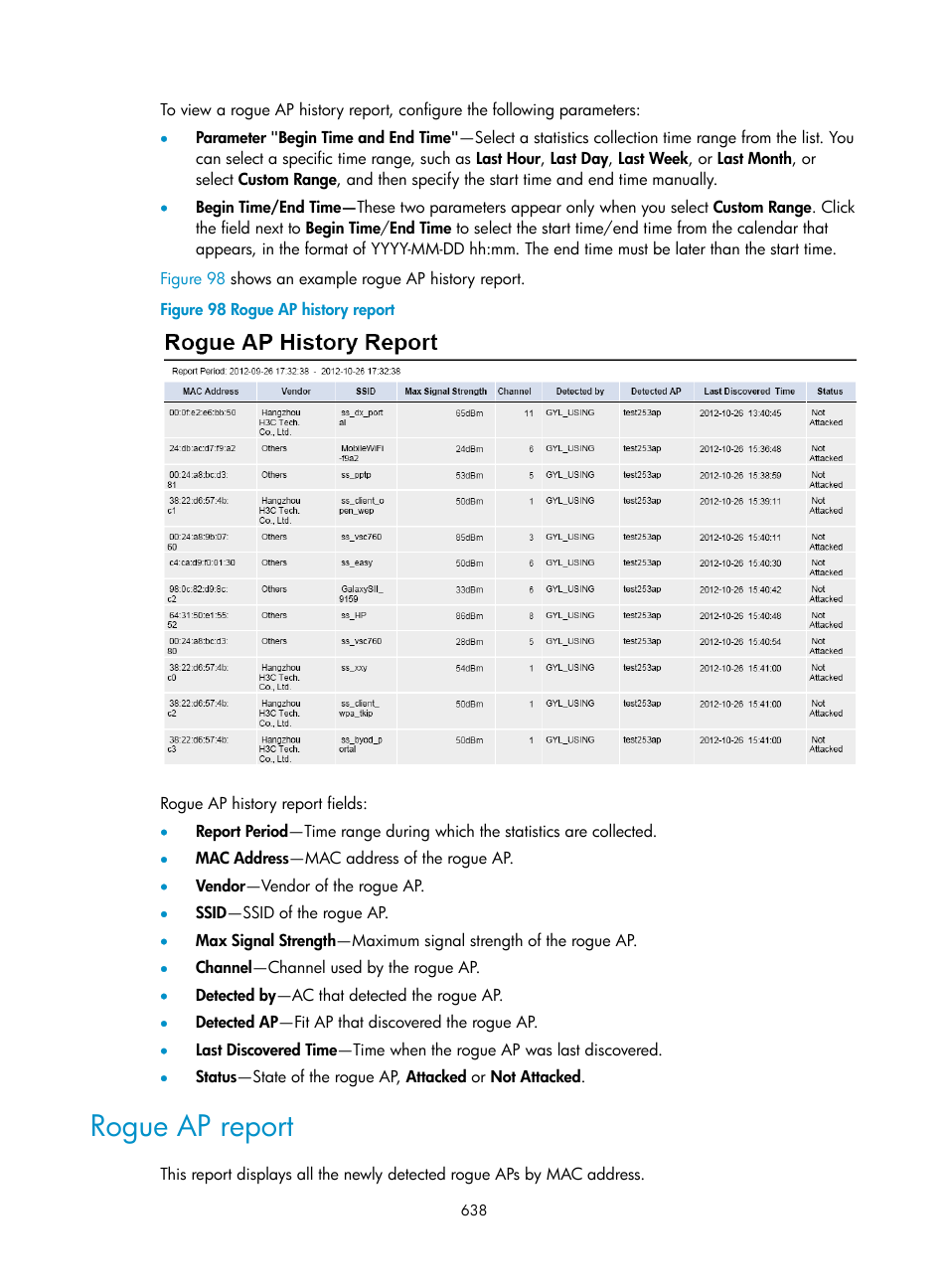 Rogue ap report | H3C Technologies H3C Intelligent Management Center User Manual | Page 660 / 751