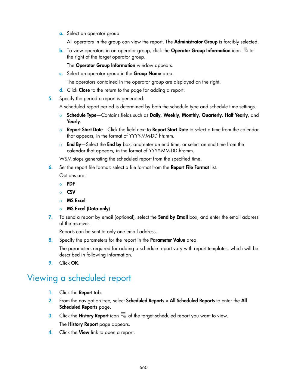 Viewing a scheduled report | H3C Technologies H3C Intelligent Management Center User Manual | Page 682 / 751