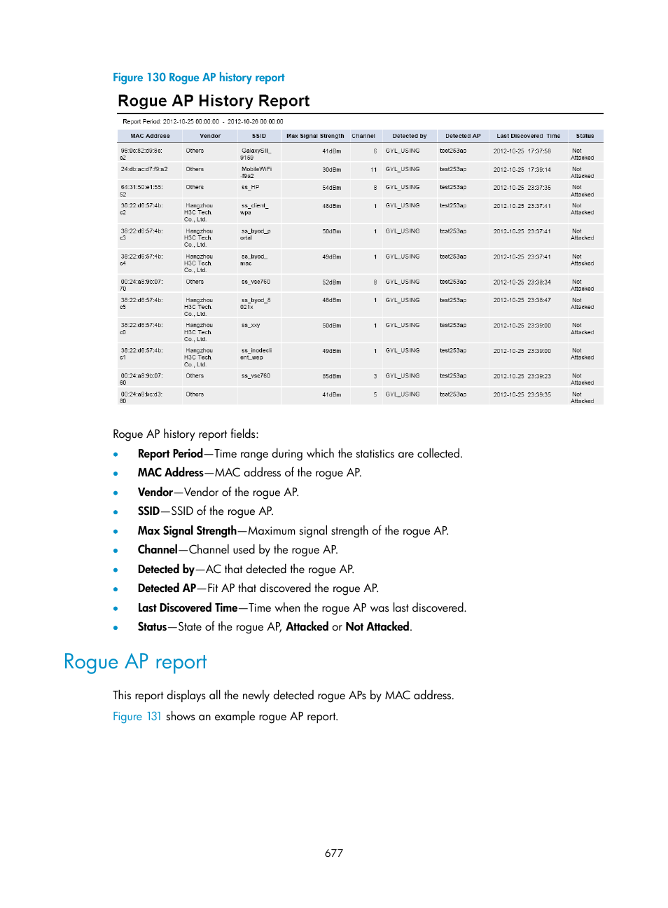 Rogue ap report | H3C Technologies H3C Intelligent Management Center User Manual | Page 699 / 751