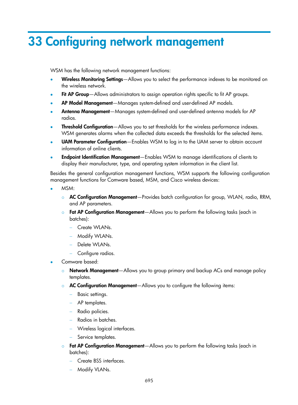 33 configuring network management, 33 configuring, Network management | H3C Technologies H3C Intelligent Management Center User Manual | Page 717 / 751