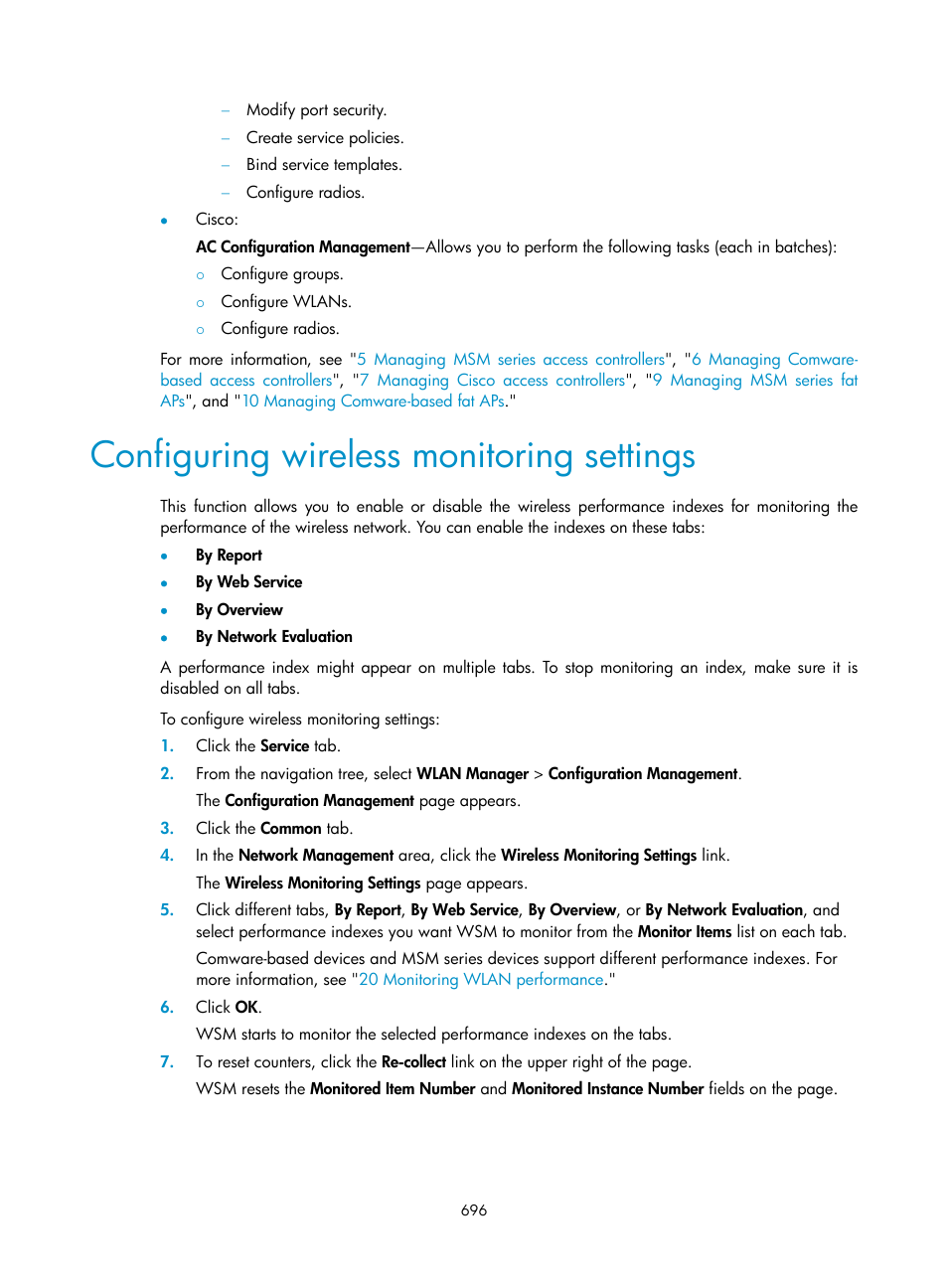 Configuring wireless monitoring settings | H3C Technologies H3C Intelligent Management Center User Manual | Page 718 / 751