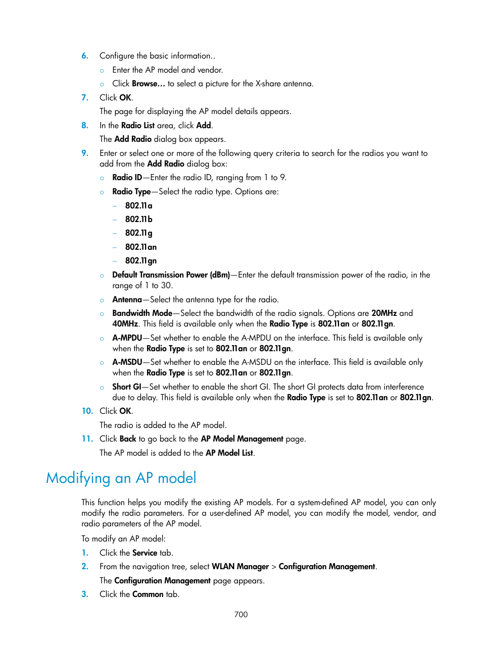 Modifying an ap model | H3C Technologies H3C Intelligent Management Center User Manual | Page 722 / 751