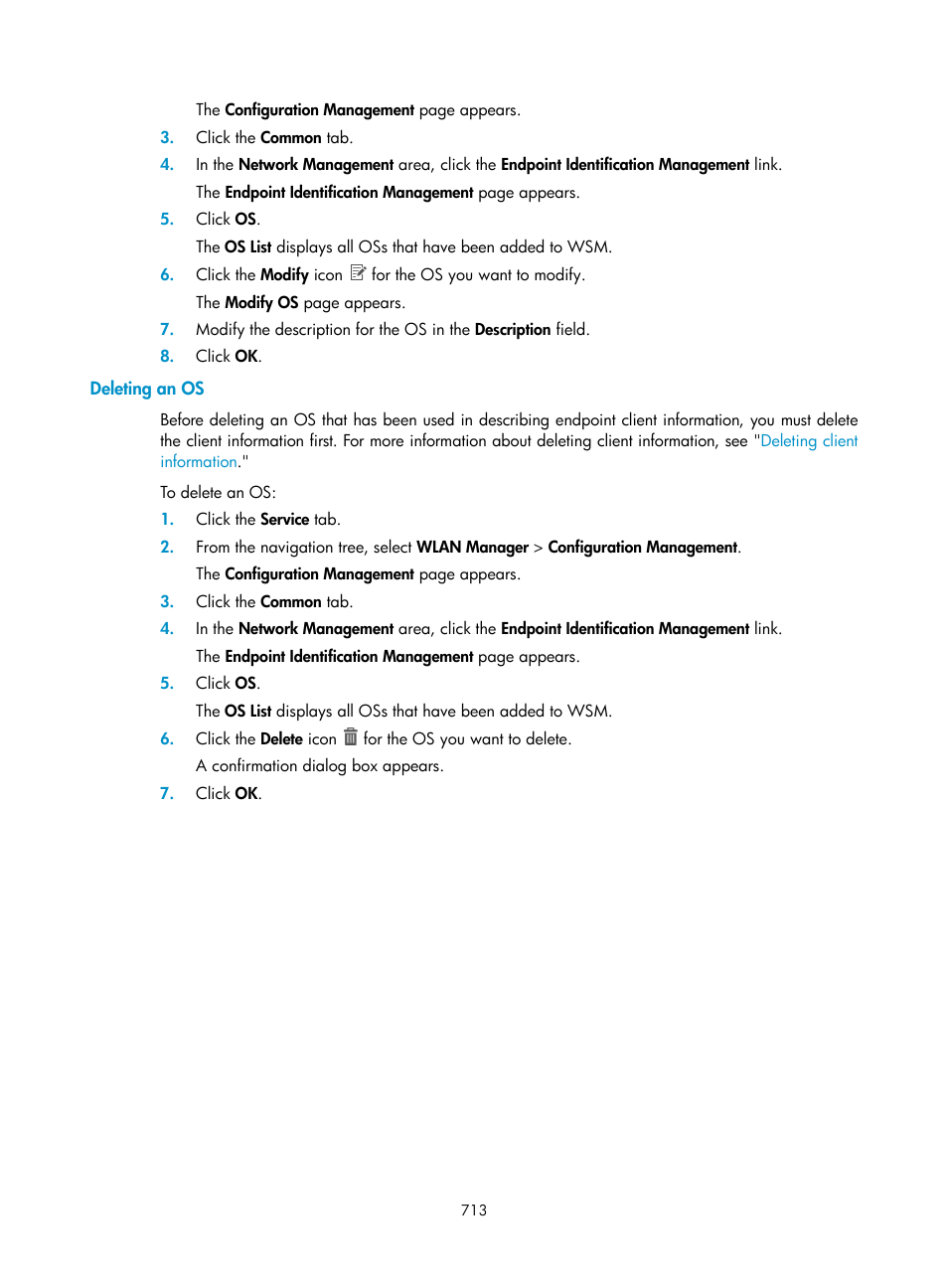 Deleting an os | H3C Technologies H3C Intelligent Management Center User Manual | Page 735 / 751