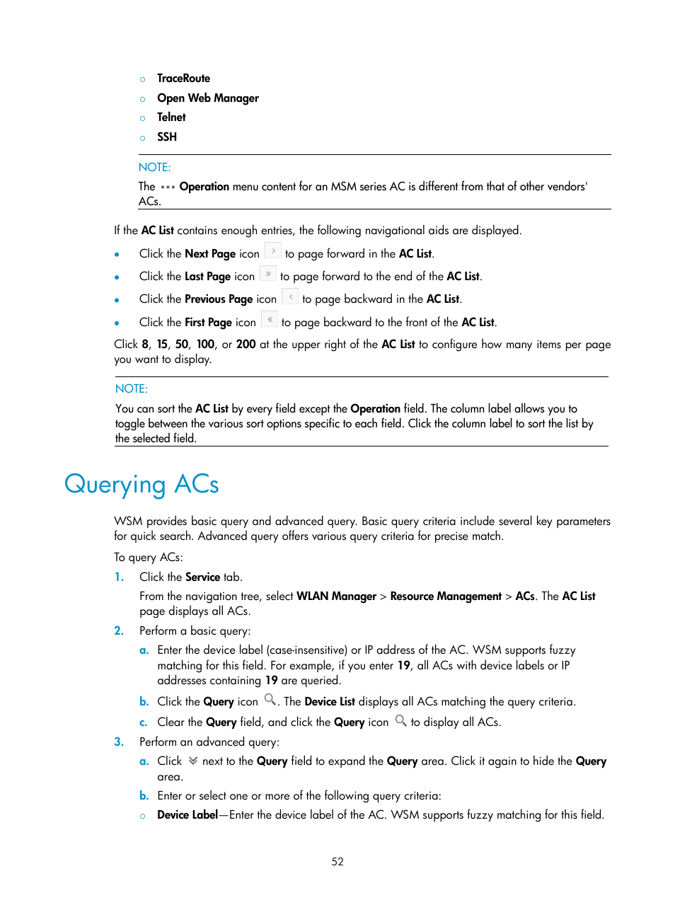 Querying acs | H3C Technologies H3C Intelligent Management Center User Manual | Page 74 / 751