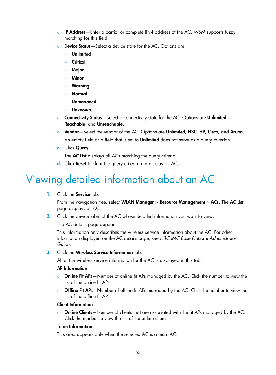 Viewing detailed information about an ac | H3C Technologies H3C Intelligent Management Center User Manual | Page 75 / 751