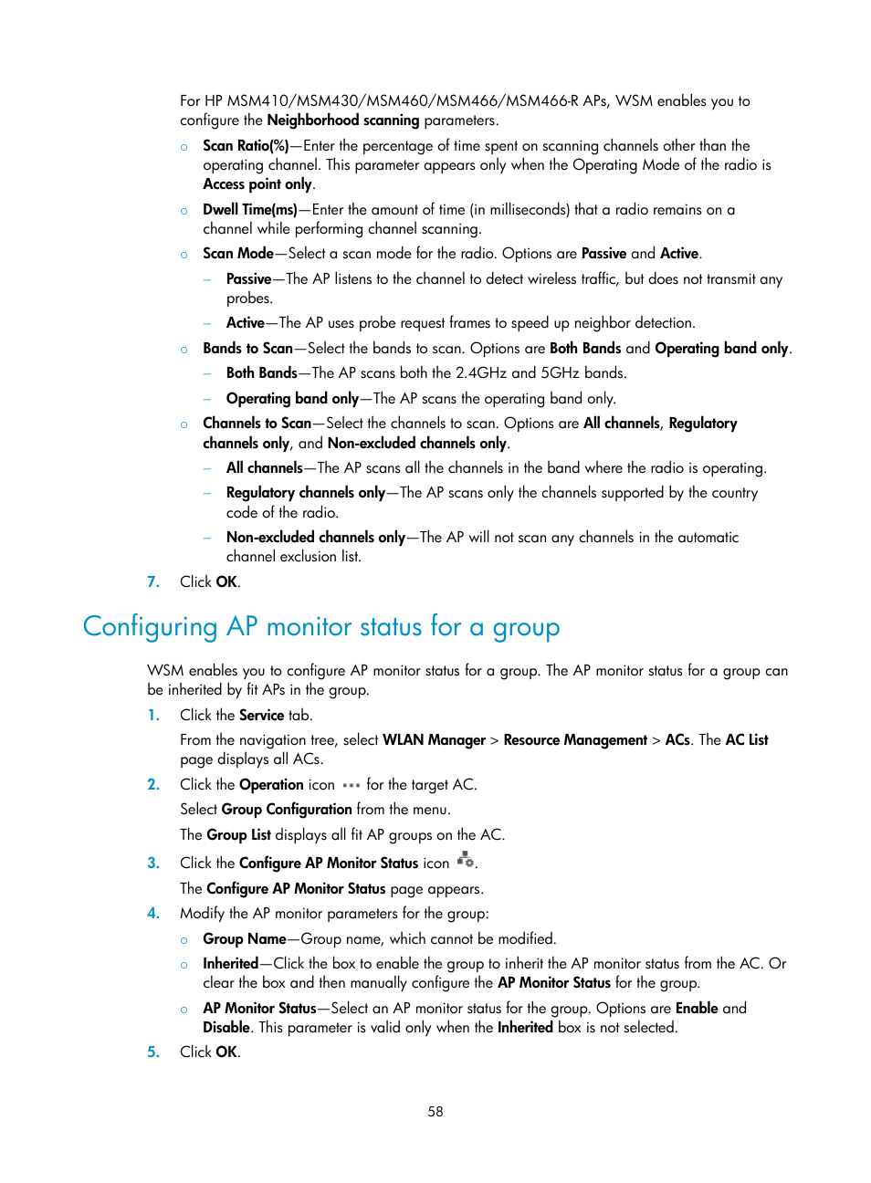 Configuring ap monitor status for a group | H3C Technologies H3C Intelligent Management Center User Manual | Page 80 / 751