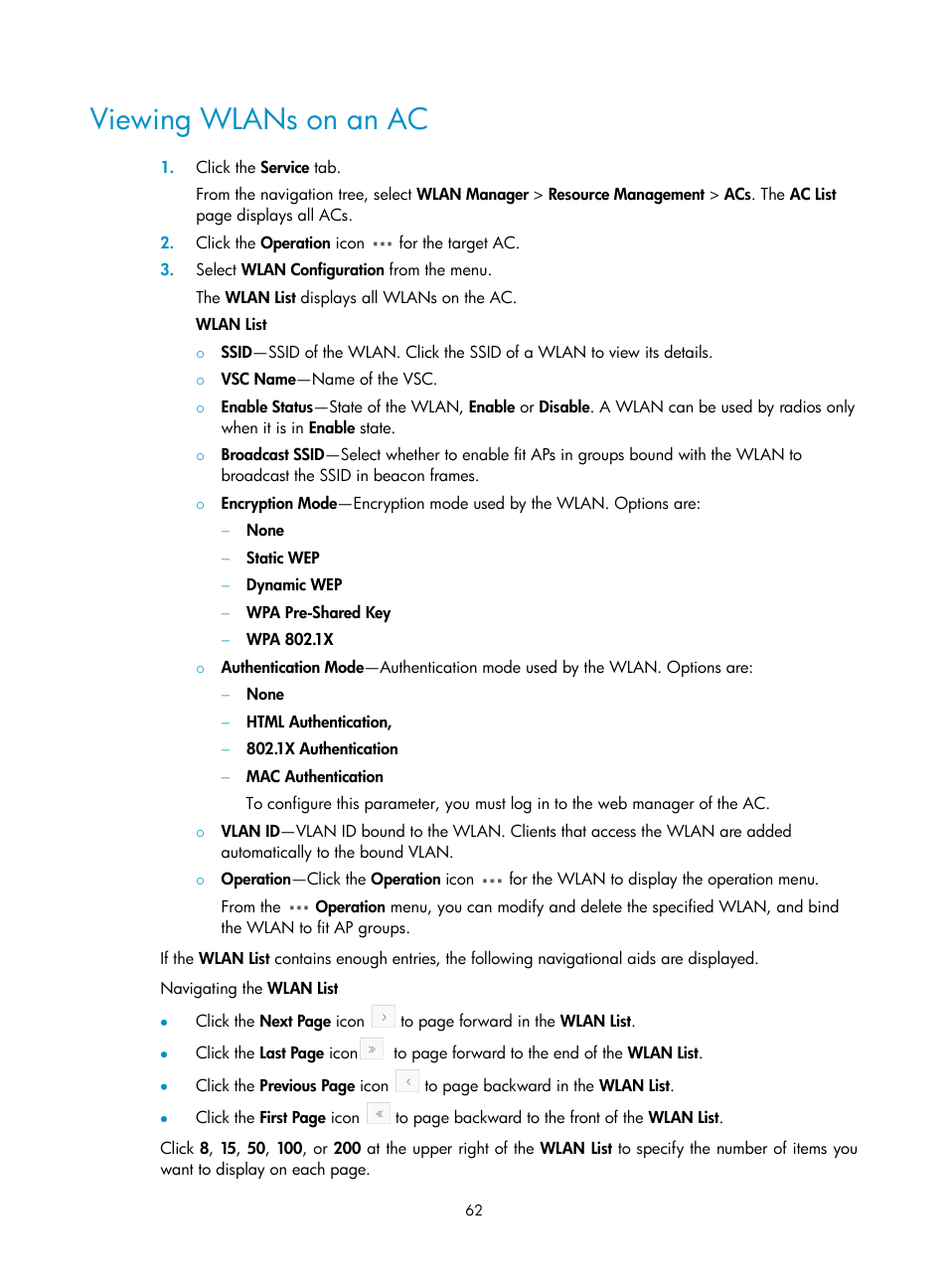 Viewing wlans on an ac | H3C Technologies H3C Intelligent Management Center User Manual | Page 84 / 751