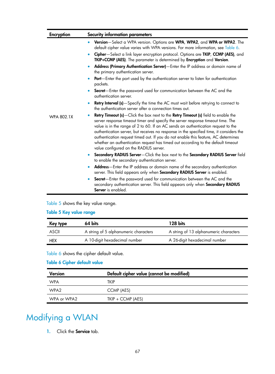 Modifying a wlan | H3C Technologies H3C Intelligent Management Center User Manual | Page 89 / 751