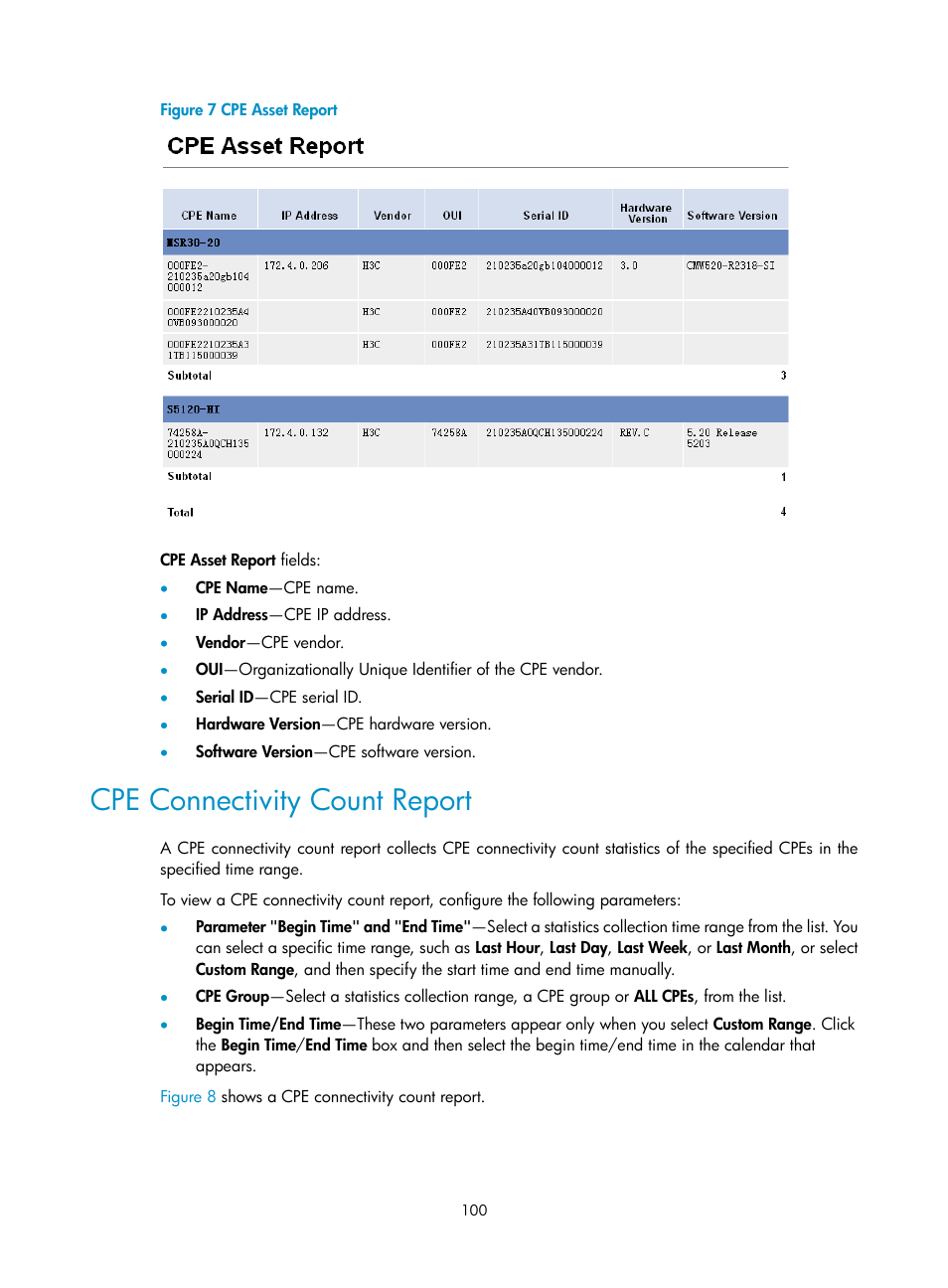 Cpe connectivity count report | H3C Technologies H3C Intelligent Management Center User Manual | Page 109 / 139