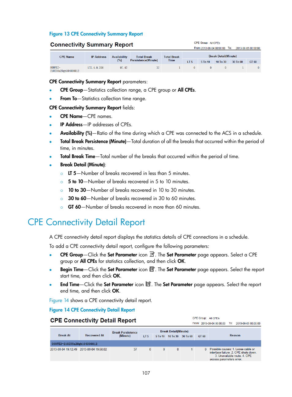 Cpe connectivity detail report | H3C Technologies H3C Intelligent Management Center User Manual | Page 116 / 139