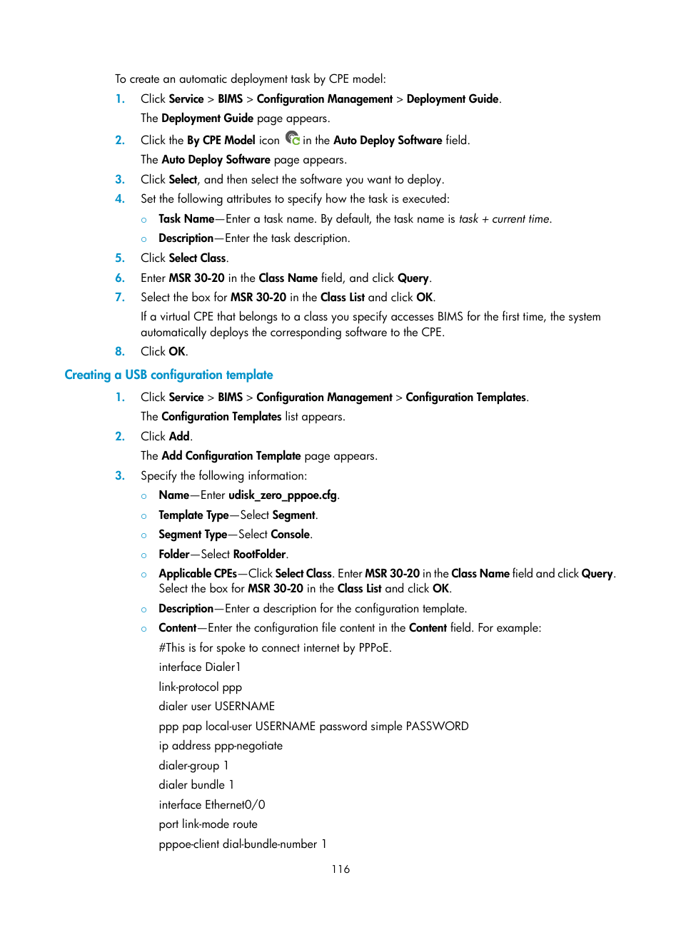 Creating a usb configuration template | H3C Technologies H3C Intelligent Management Center User Manual | Page 125 / 139