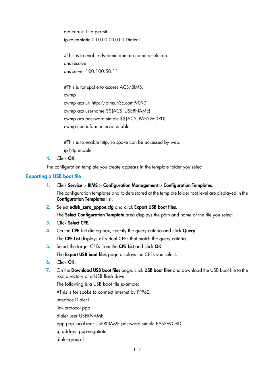 Exporting a usb boot file | H3C Technologies H3C Intelligent Management Center User Manual | Page 126 / 139