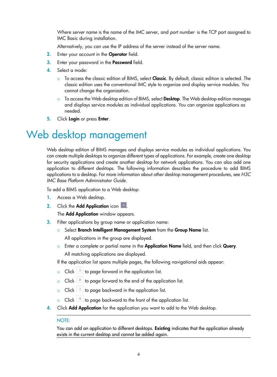 Web desktop management | H3C Technologies H3C Intelligent Management Center User Manual | Page 13 / 139