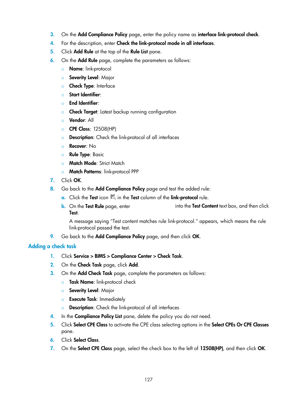 Adding a check task | H3C Technologies H3C Intelligent Management Center User Manual | Page 136 / 139