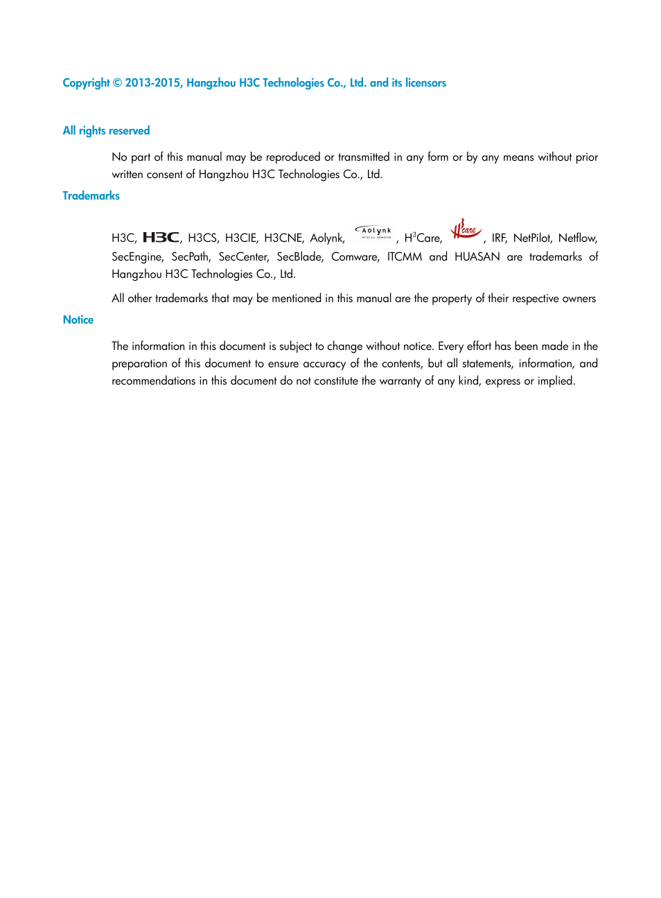 H3C Technologies H3C Intelligent Management Center User Manual | Page 2 / 139