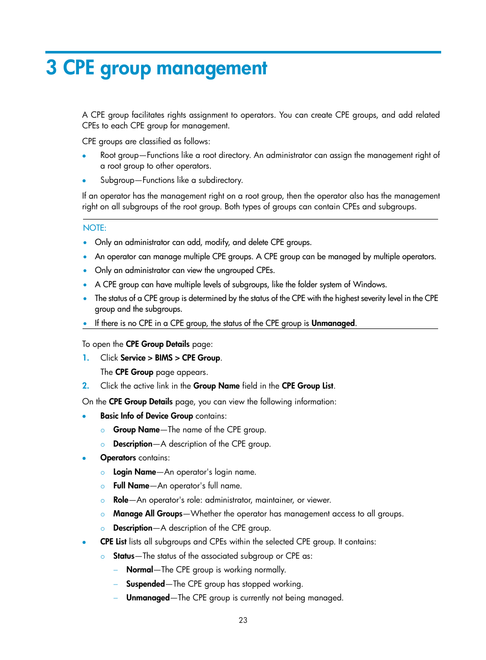 3 cpe group management | H3C Technologies H3C Intelligent Management Center User Manual | Page 32 / 139