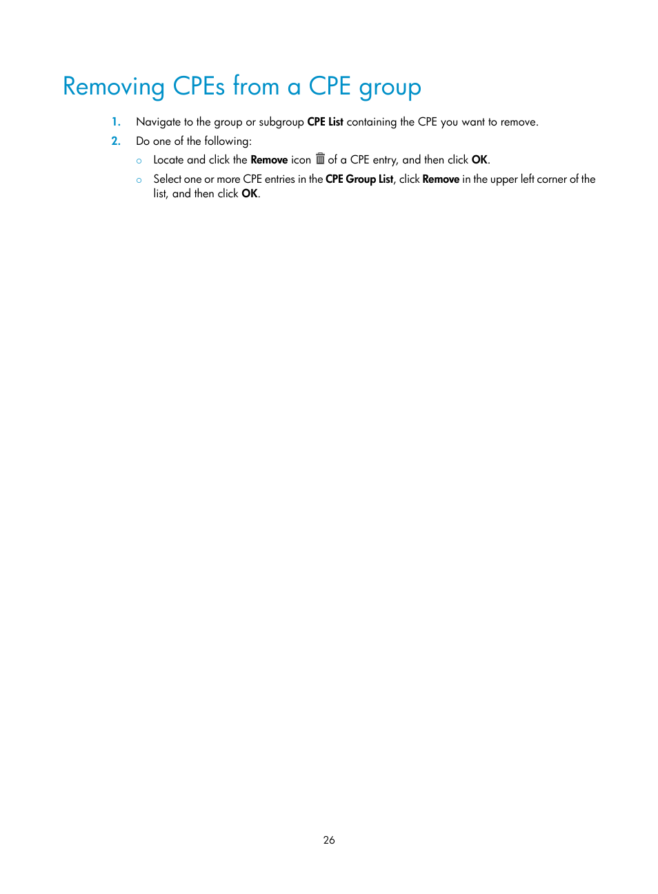 Removing cpes from a cpe group | H3C Technologies H3C Intelligent Management Center User Manual | Page 35 / 139