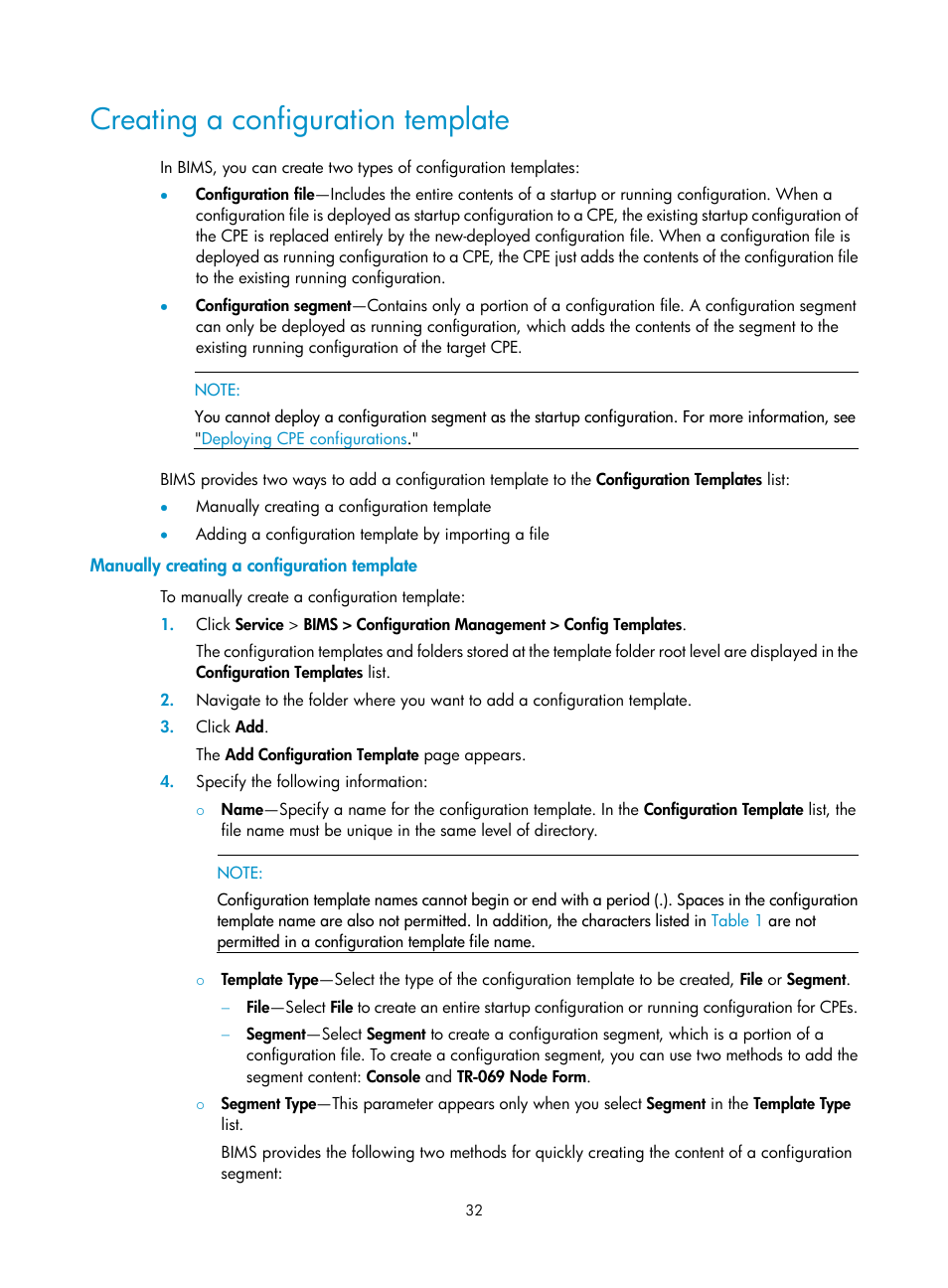 Creating a configuration template, Manually creating a configuration template | H3C Technologies H3C Intelligent Management Center User Manual | Page 41 / 139