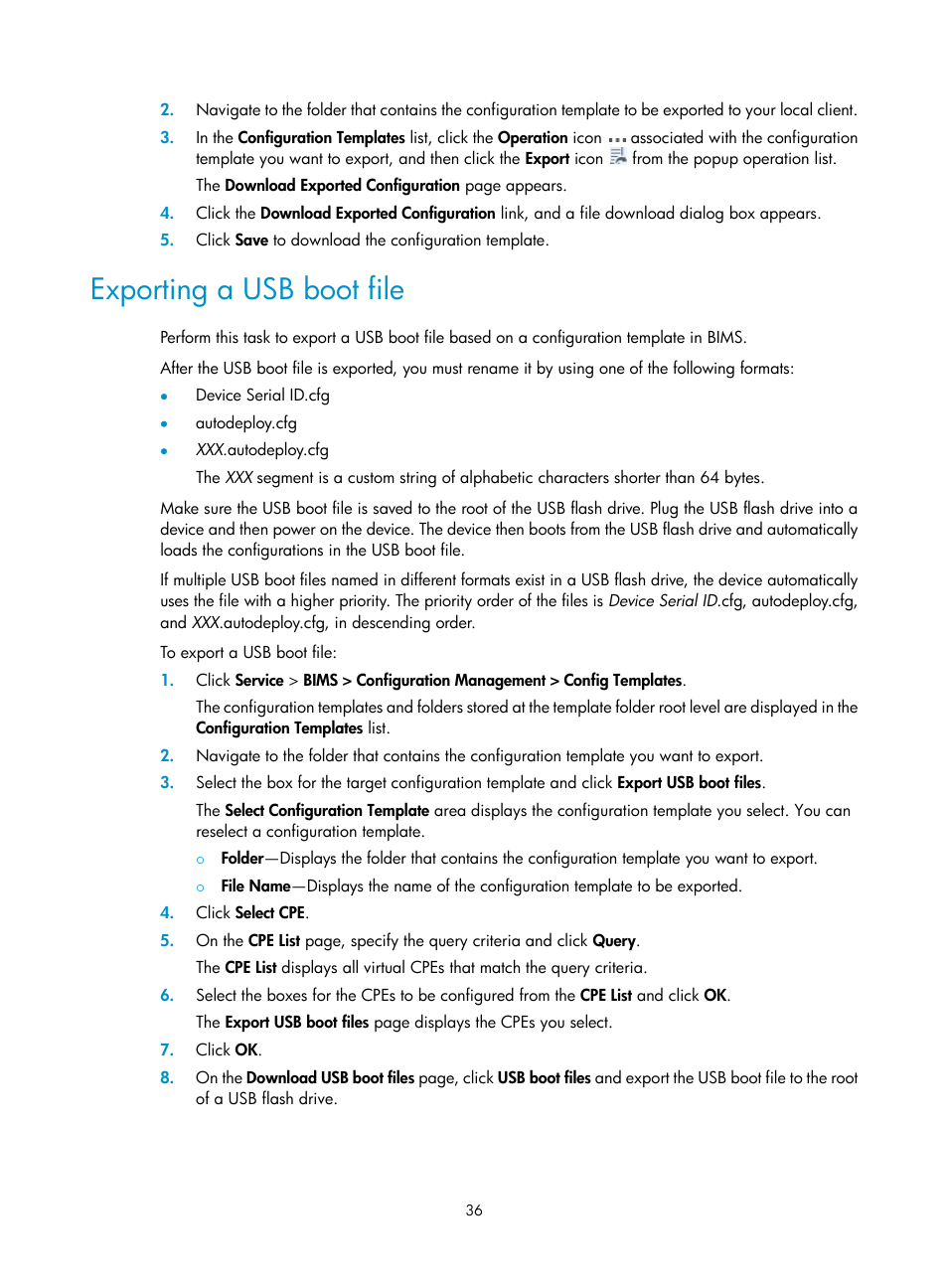 Exporting a usb boot file | H3C Technologies H3C Intelligent Management Center User Manual | Page 45 / 139