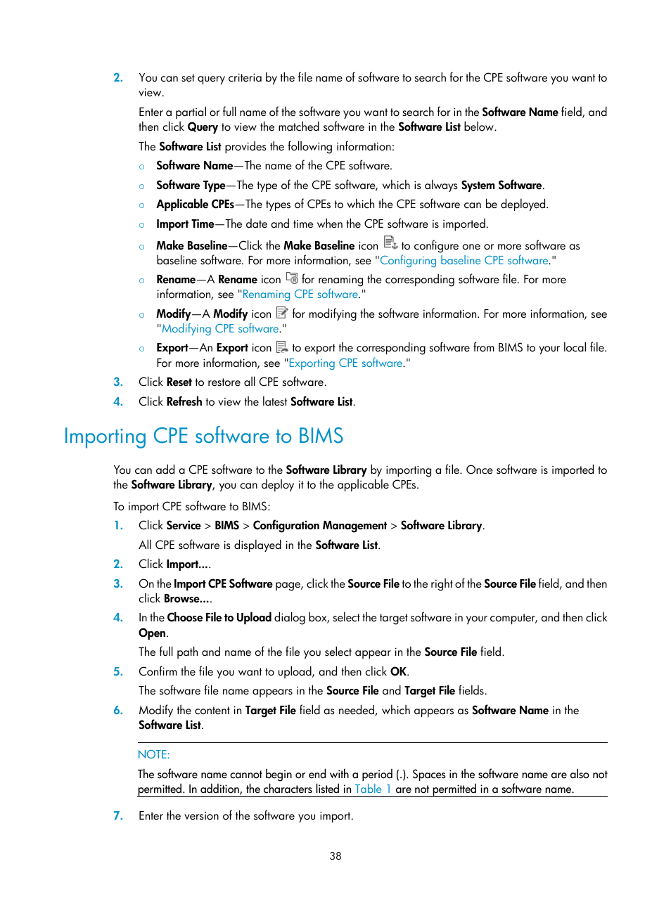 Importing cpe software to bims | H3C Technologies H3C Intelligent Management Center User Manual | Page 47 / 139