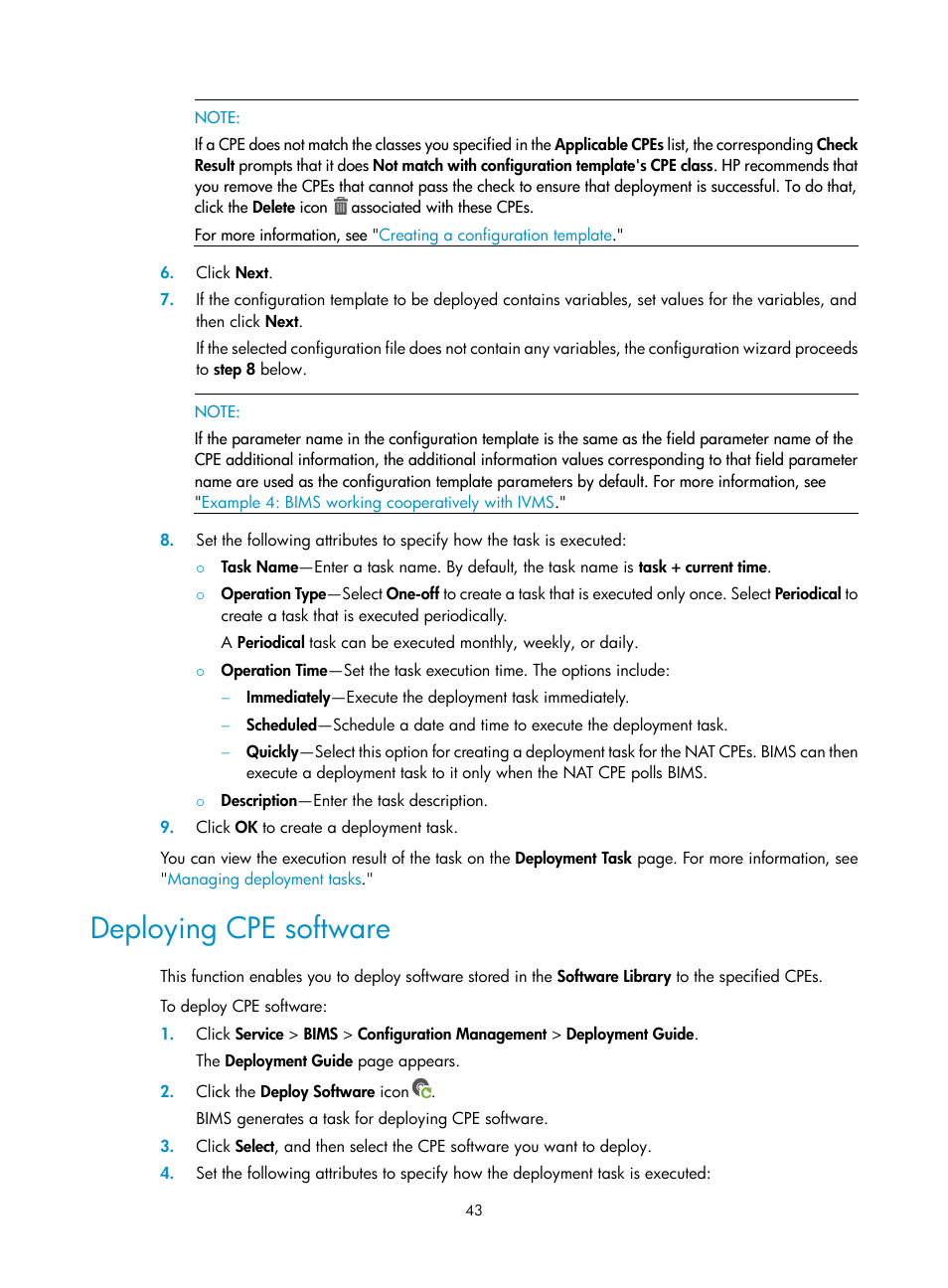 Deploying cpe software | H3C Technologies H3C Intelligent Management Center User Manual | Page 52 / 139