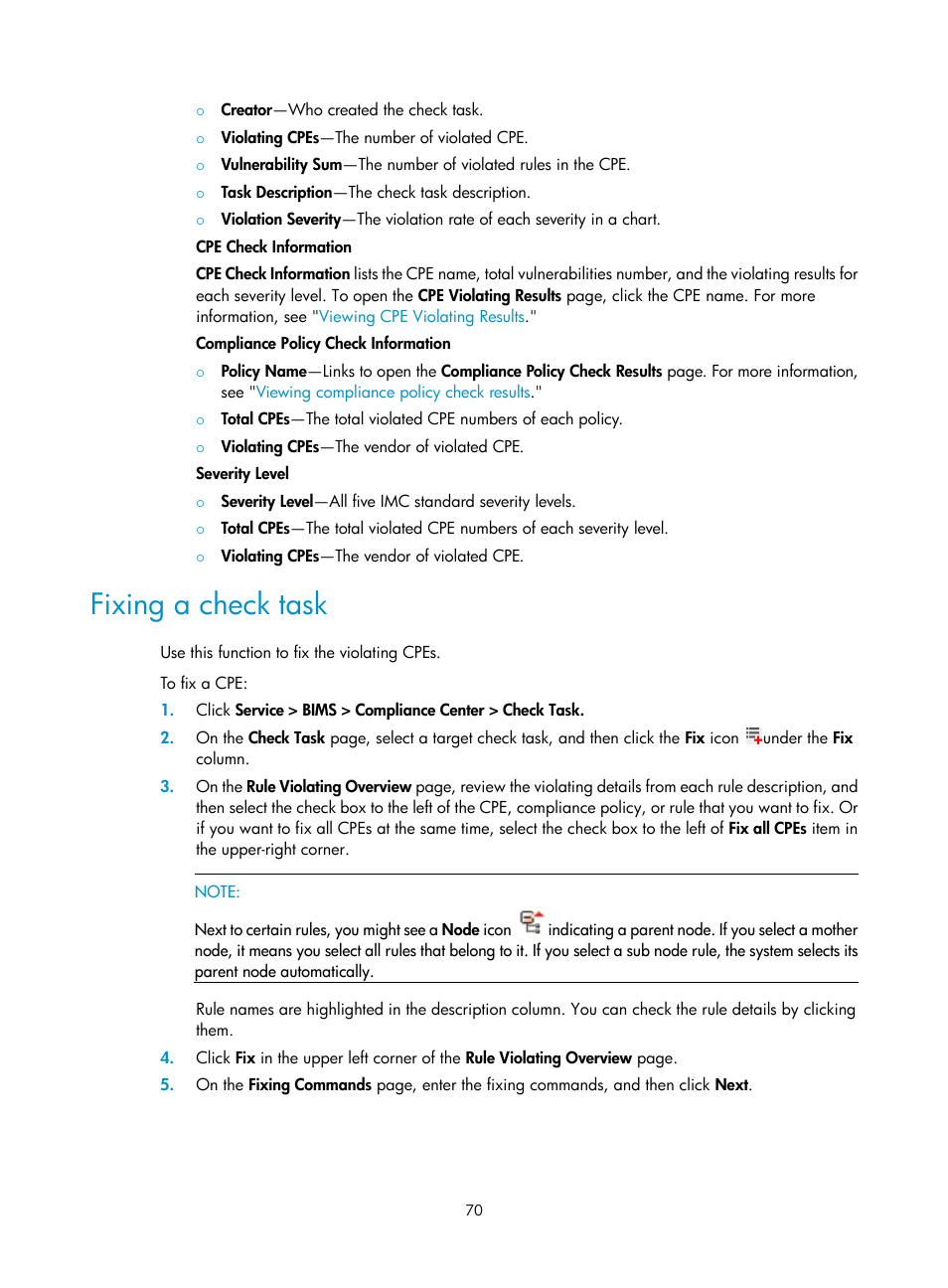 Fixing a check task | H3C Technologies H3C Intelligent Management Center User Manual | Page 79 / 139