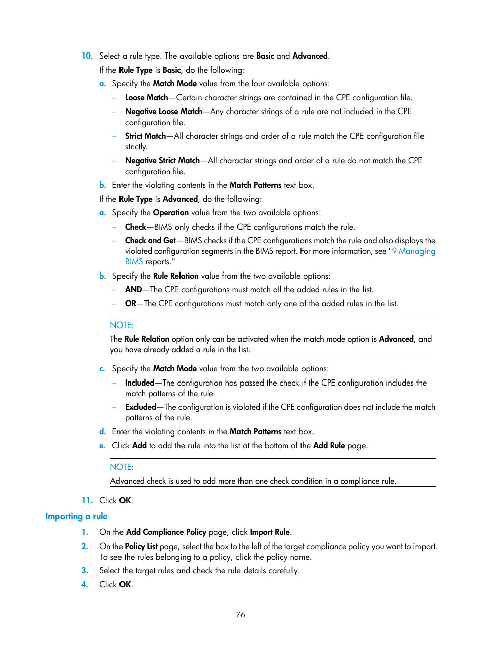 Importing a rule | H3C Technologies H3C Intelligent Management Center User Manual | Page 85 / 139