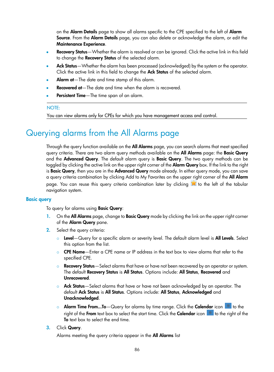 Basic query, Querying alarms from the all alarms page | H3C Technologies H3C Intelligent Management Center User Manual | Page 95 / 139