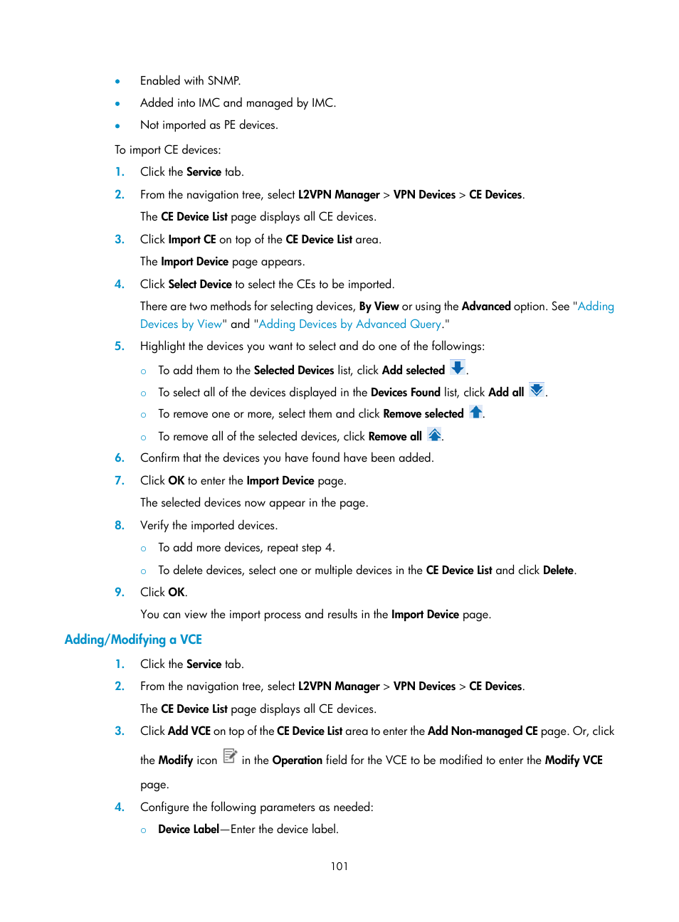 Adding/modifying a vce | H3C Technologies H3C Intelligent Management Center User Manual | Page 111 / 273