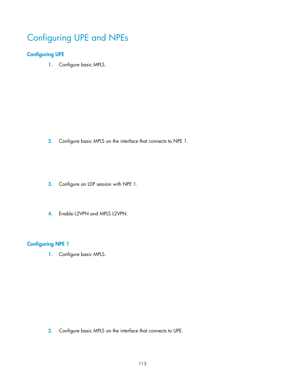 Configuring upe and npes, Configuring upe, Configuring npe 1 | H3C Technologies H3C Intelligent Management Center User Manual | Page 123 / 273