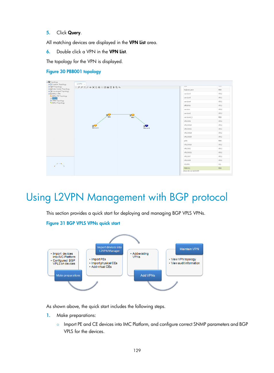 Using l2vpn management with bgp protocol | H3C Technologies H3C Intelligent Management Center User Manual | Page 139 / 273