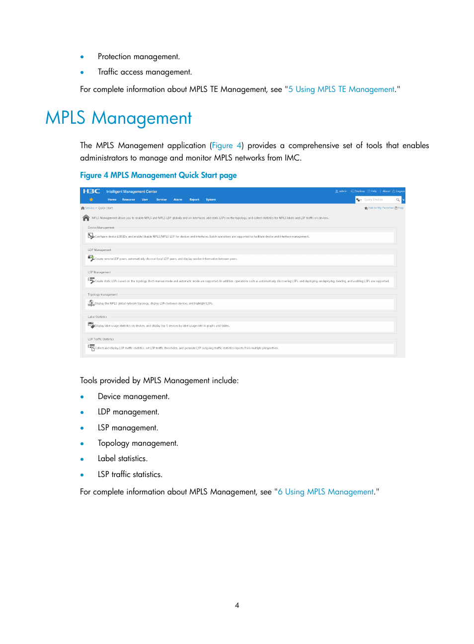 Mpls management | H3C Technologies H3C Intelligent Management Center User Manual | Page 14 / 273