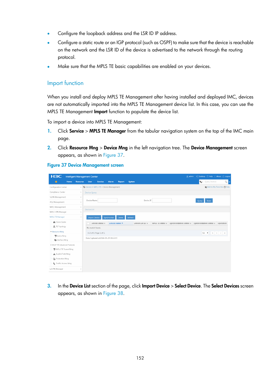 Import function | H3C Technologies H3C Intelligent Management Center User Manual | Page 162 / 273