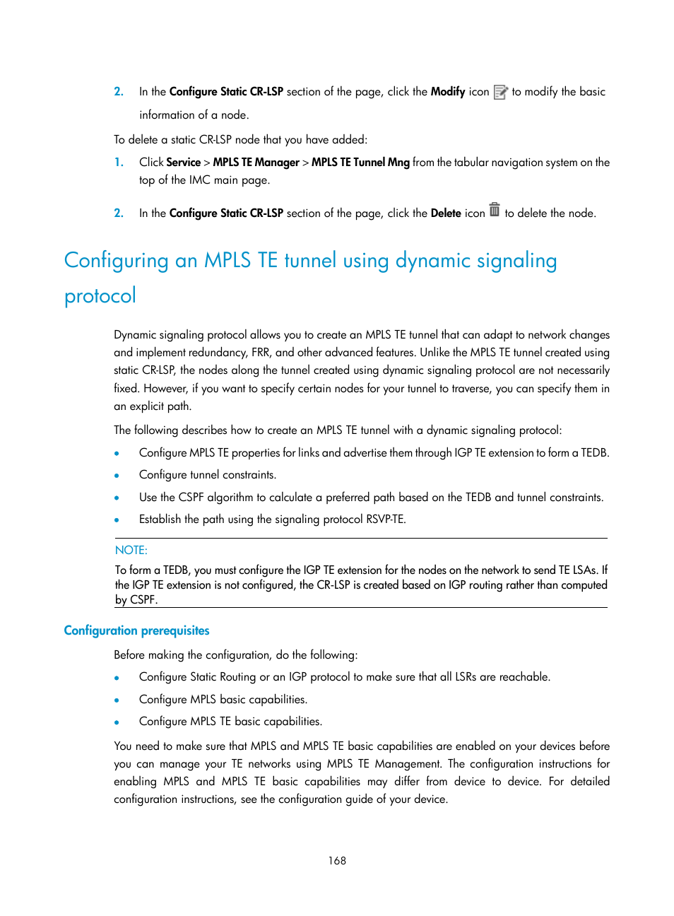 Configuration prerequisites | H3C Technologies H3C Intelligent Management Center User Manual | Page 178 / 273