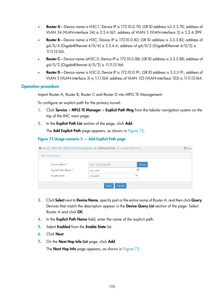 Operation procedure | H3C Technologies H3C Intelligent Management Center User Manual | Page 205 / 273