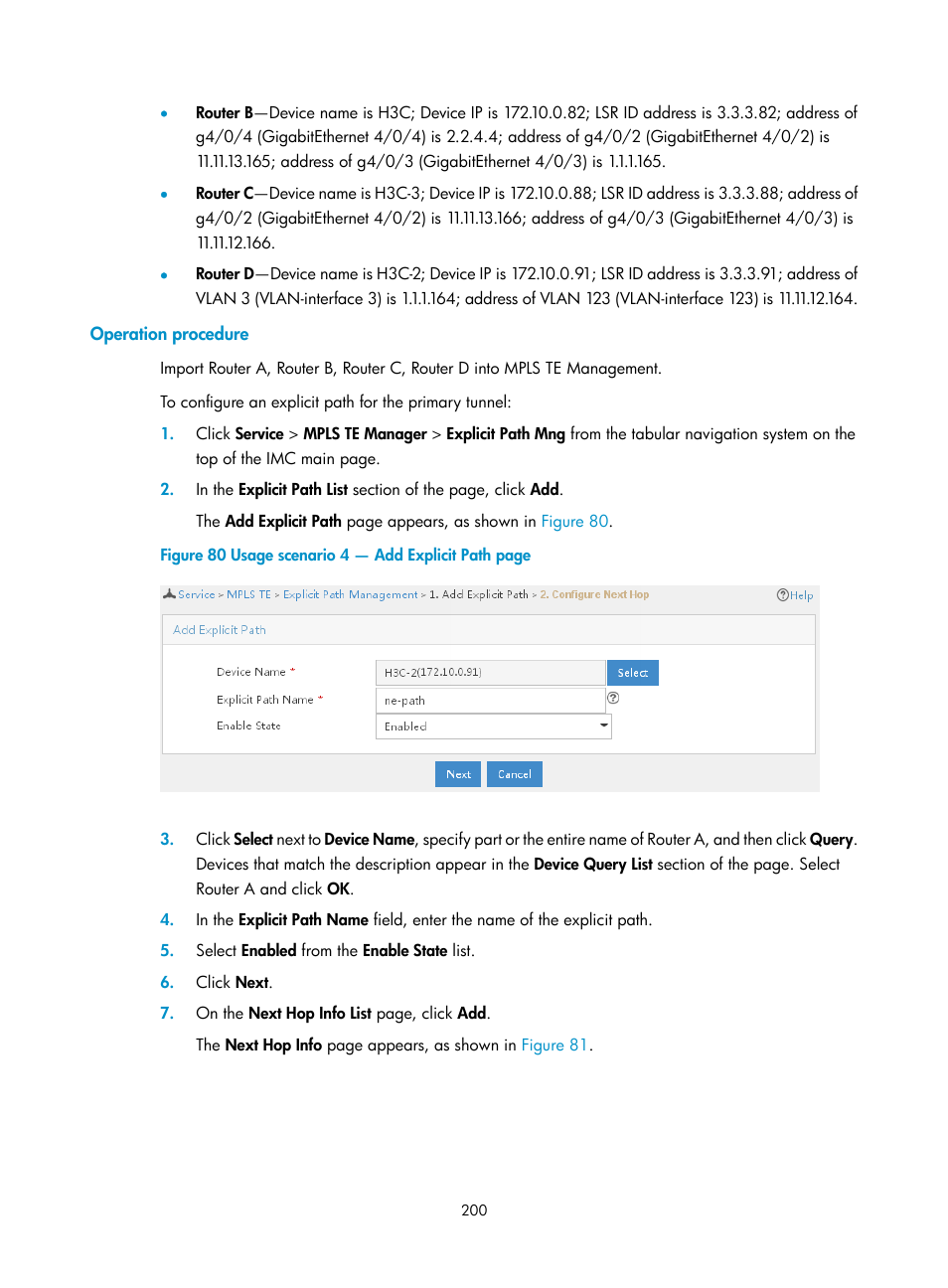 Operation procedure | H3C Technologies H3C Intelligent Management Center User Manual | Page 210 / 273