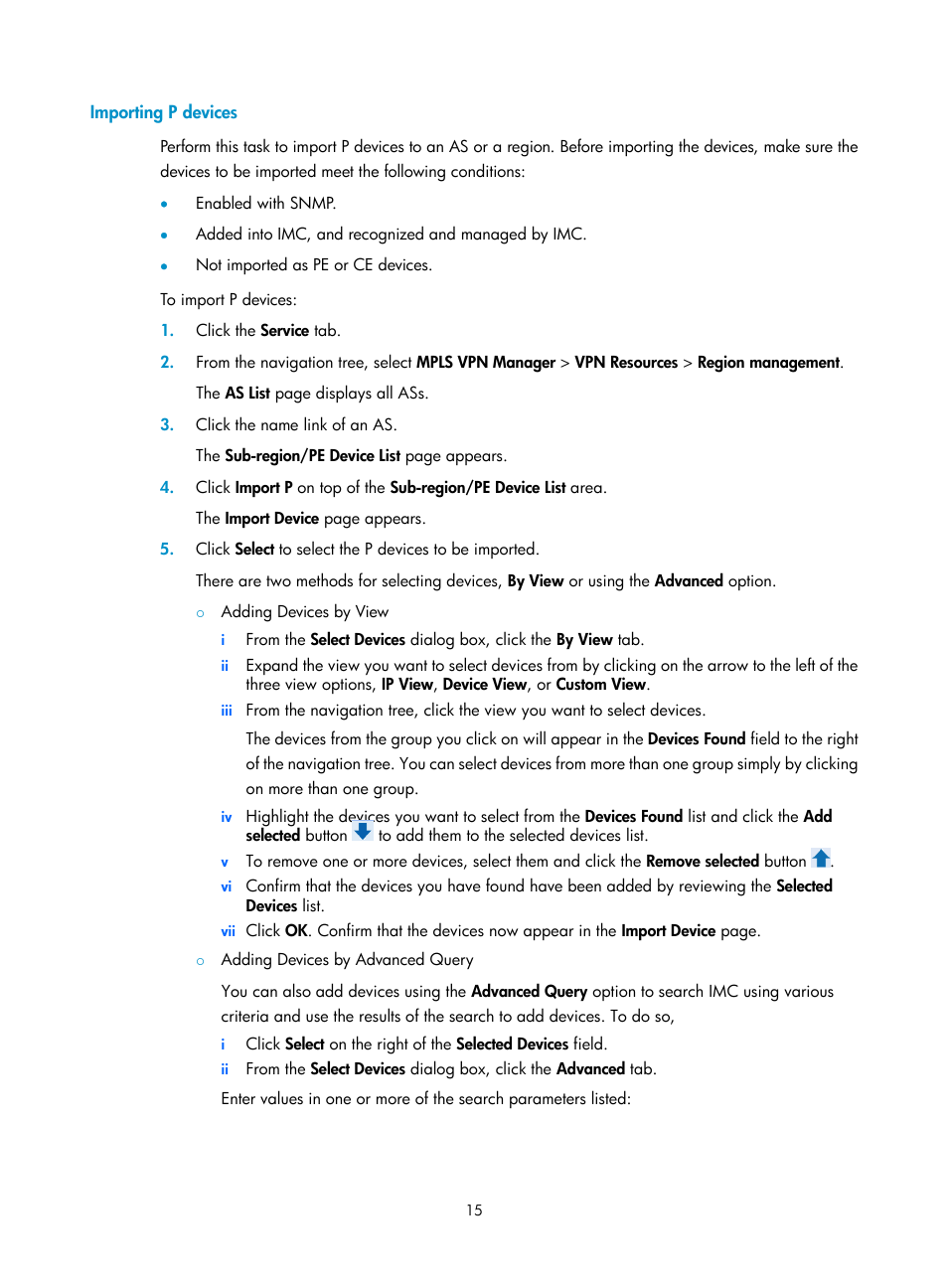 Importing p devices | H3C Technologies H3C Intelligent Management Center User Manual | Page 25 / 273