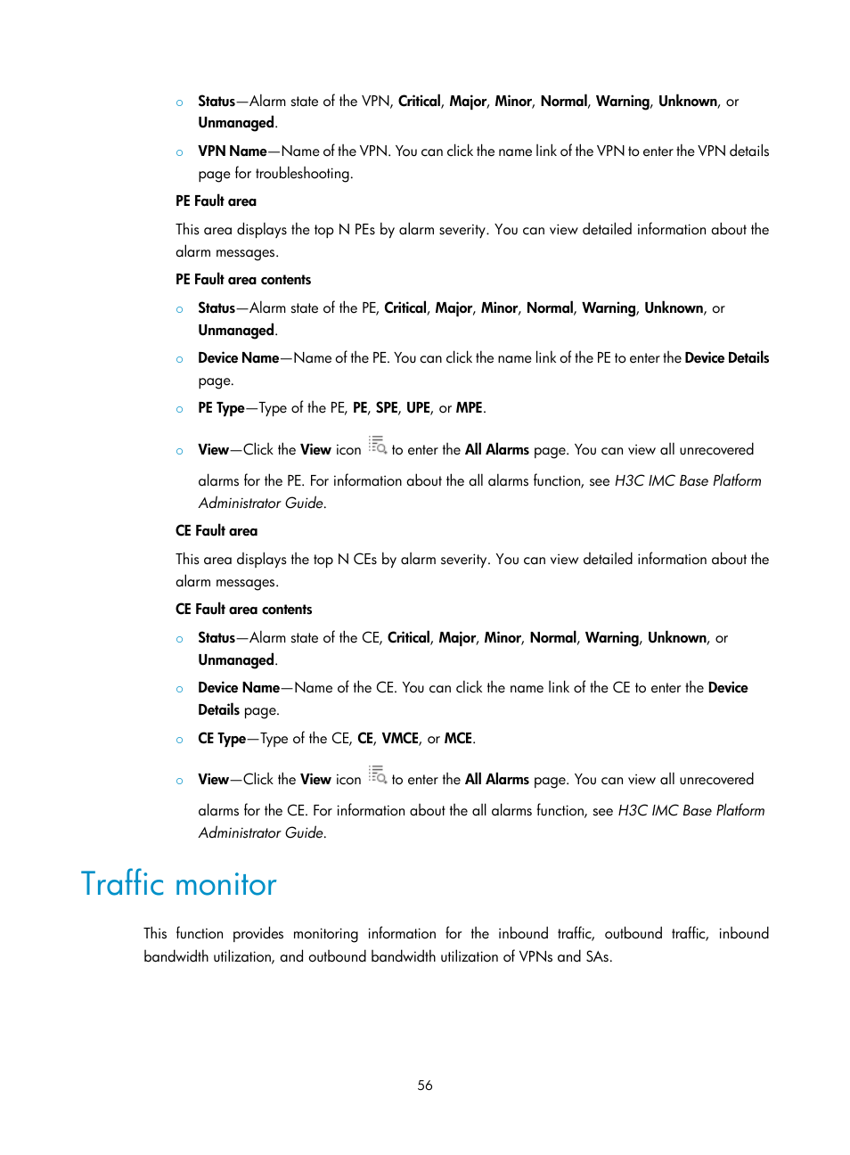 Traffic monitor | H3C Technologies H3C Intelligent Management Center User Manual | Page 66 / 273